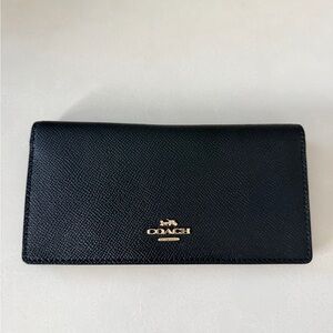 Coach Black Wallet with Gold Logo